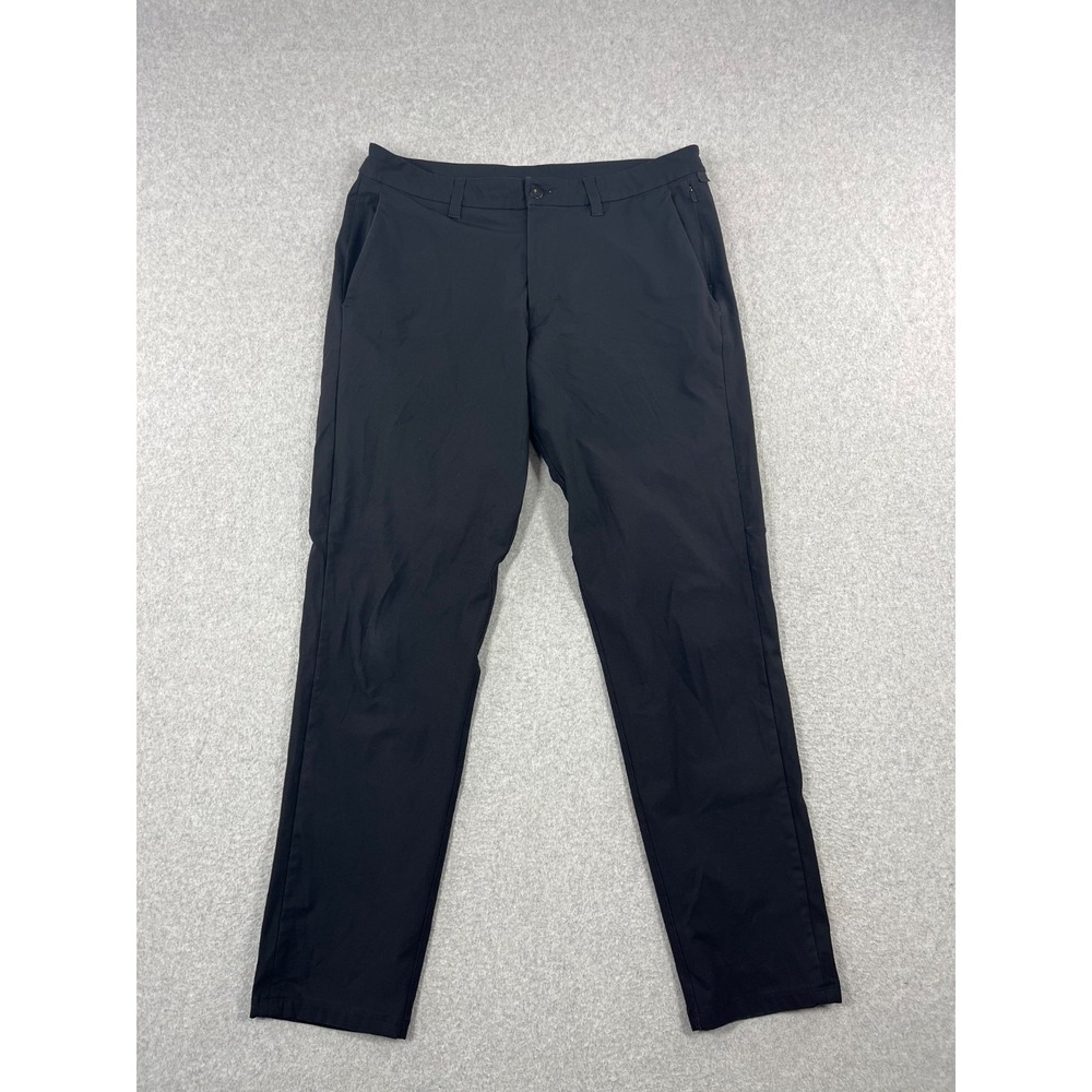 Lululemon Commission Pants Mens 34x31 Black Tapered Legs Stretch Zip Pocket